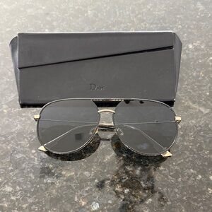 Dior Gold and Black Aviator Sunglasses